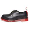 Leather 3 Eyelet Lace-Up Flat Shoes Unisex Shoes Black 30555004