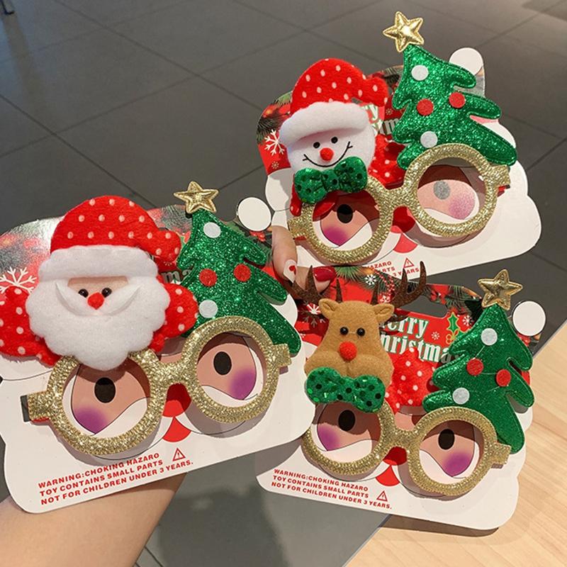 Christmas Glasses Decorative Glasses with Sticker Christmas Decoration Gift for Girls Women Xmax Party Costume Accessory Navidad