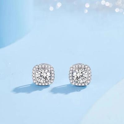 Серьги-гвоздики из стерлингового серебра S925 с квадратным муассанитом, полностью украшенные драгоценными камнями, женские, легкие, роскошные, модные, с особым интересом, украшение