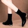 Ladies Socks Boot Women Ankle Shoes 2025 Stockings Spring Rhinestone Heel Black New Women's Rubber Boots