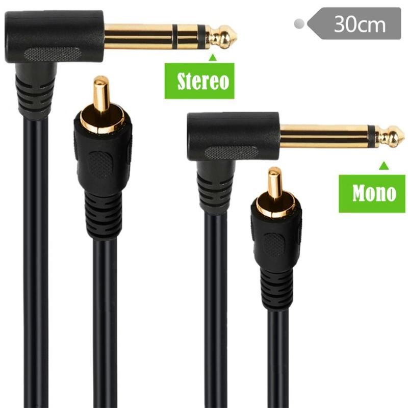 Right Angle 6.35mm Mono to Mono Plugs Stereo Cord 6.35mm Mono Male to Mono Male for Guitar Receiver