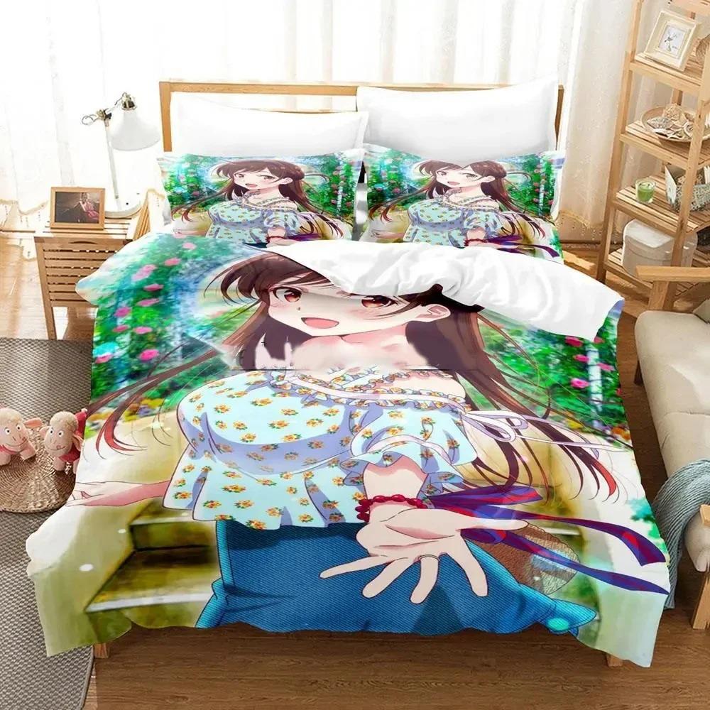 Anime Rent-A-Girlfriend Chizuru Bedding Set Boys Girls Twin Queen Size Duvet Cover Pillowcase Bed Kids Adult Home Textile