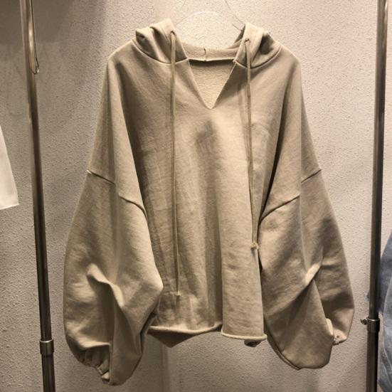 Однотонное худи с кулиской, осеннее, с рукавами «летучая мышь», с V-образным вырезом, женский свитшот, уличная одежда