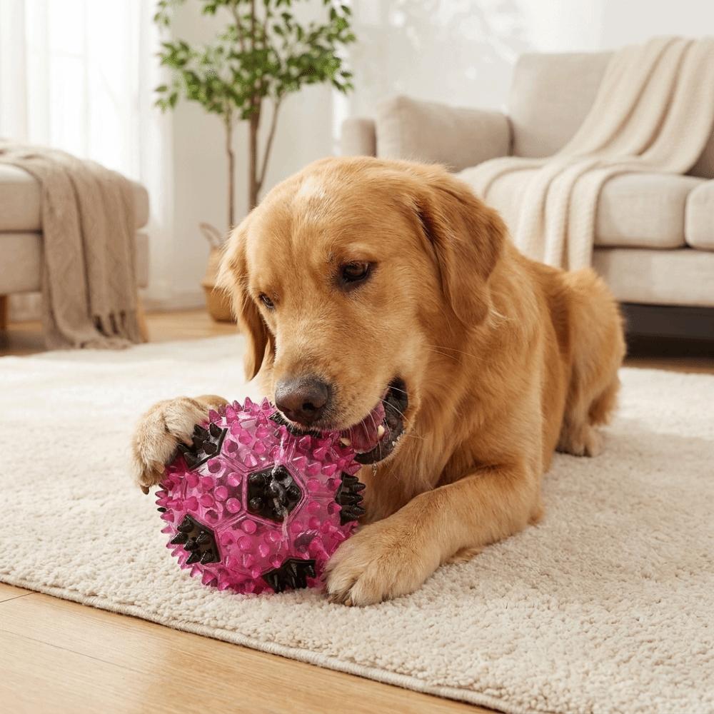 Colorful Dog Chew Ball Elastic TPR Spiky Massage Ball Funny Squeaky Dog Toy Chasing Game