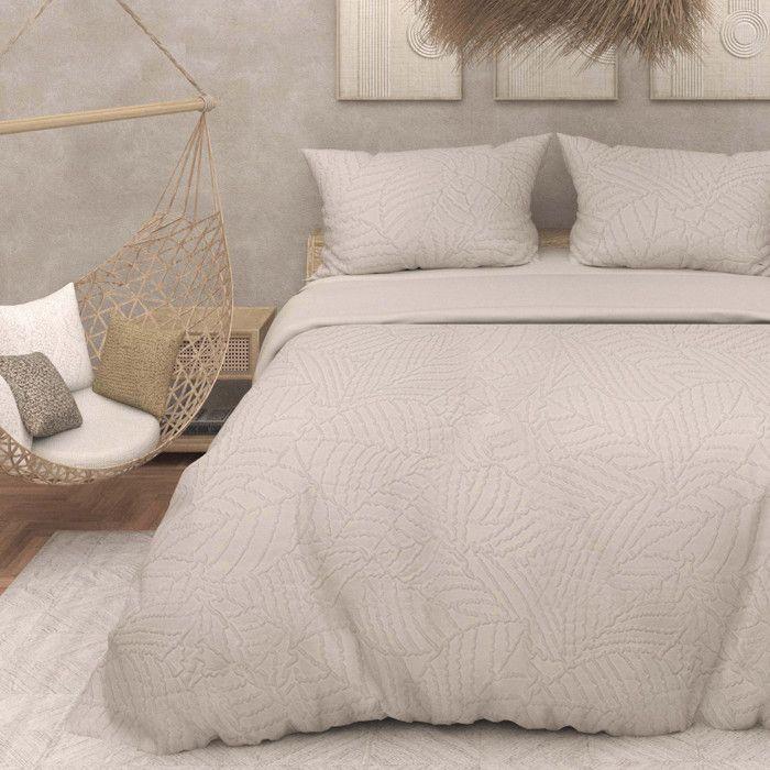 Parure housse de couette 3D microfibre 260x240 cm MAYA lin, par Soleil d'Ocre