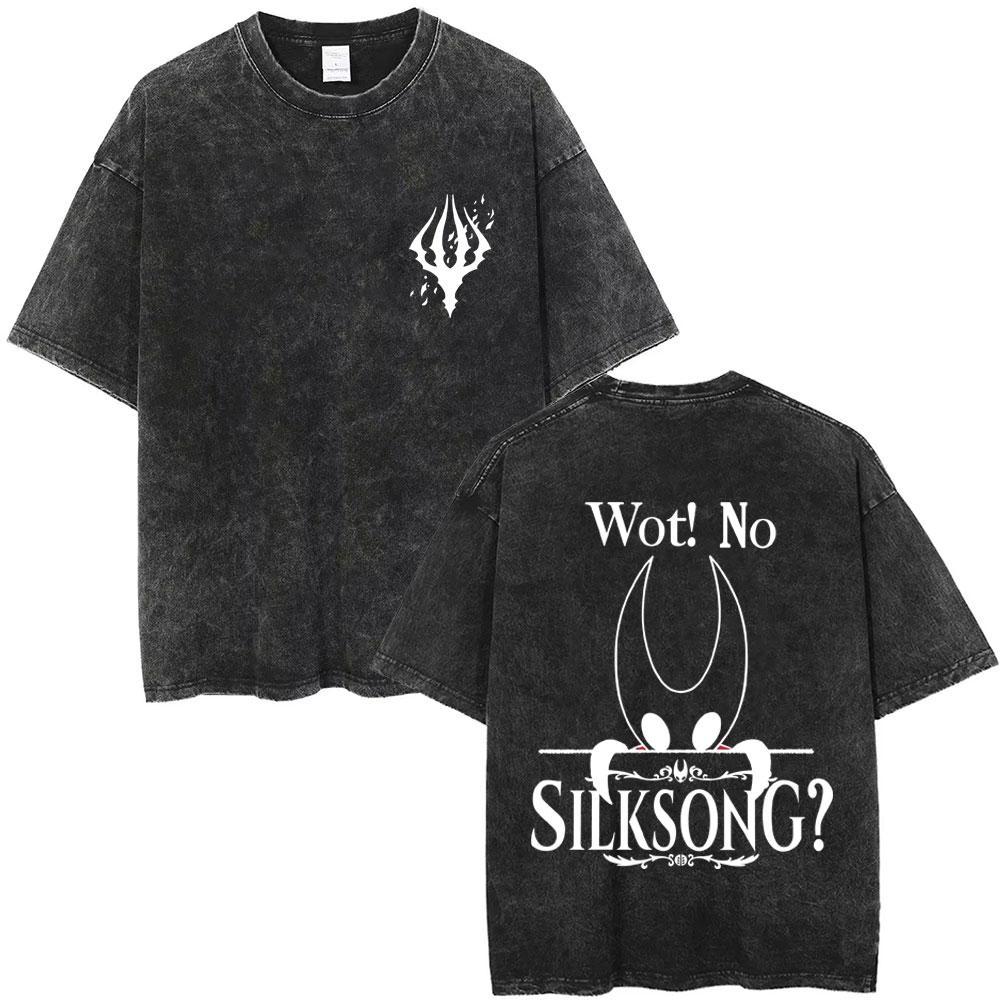 Washed Vintage Game Hollow Knight Merch Tshirt Men Women Casual Oversized Cotton Tshirts Male Cosplay Cartoon Lover T Shirts