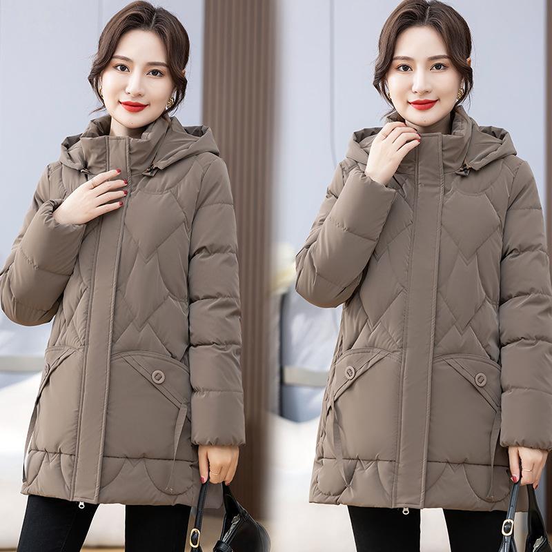 Winter cotton-padded clothes New middle-aged and elderly cotton-padded clothes Female mother clothes Hooded cotton-padded jacket Large size medium and