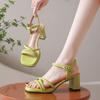 Fashion New High Heel Sandals Women's  Summer New Fashion Outwear Simple and Elegant One Belt Fashion Sandals Women
