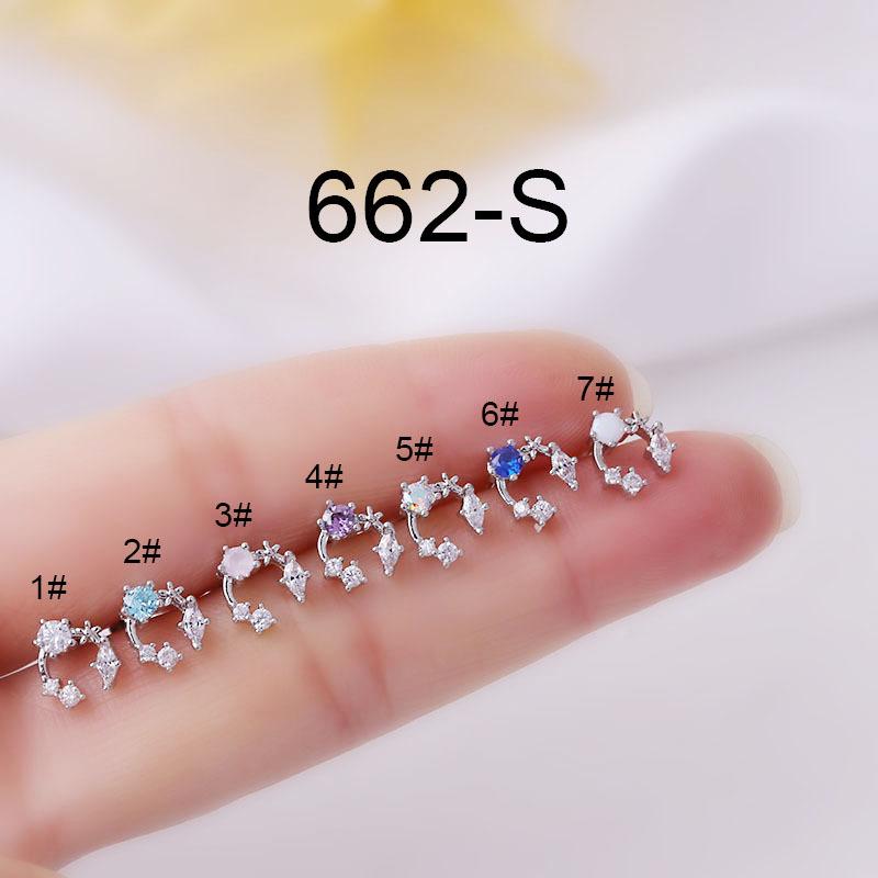 YW 2022 Simple Cute Mini Zircon Ear Cartilage Piercing Stud Cuff Earring Classic Gold Color Steel Screw Bar Ball Ear Jewelry