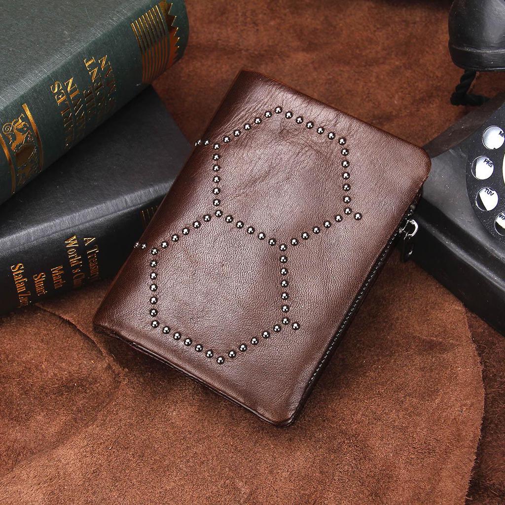CONTACT'S Genuine Leather Wallet Men Vintage Coin Purse Male Portmane Card Holder Short Wallets