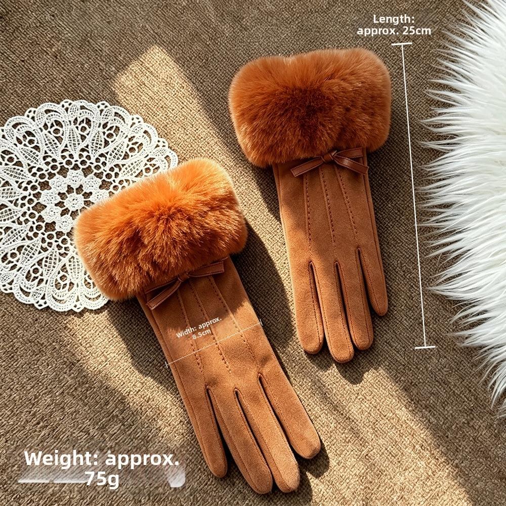 Thick Fleece Lined Winter Warm Gloves Faux Suede Material Fleece Lined Gloves For Women