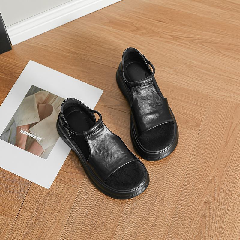 Женские сандалии на плоской подошве, мягкая подошва, ретро, лето, новые, повседневные, с открытым носком, на небольшой платформе, римские туфли, шлепанцы, женские