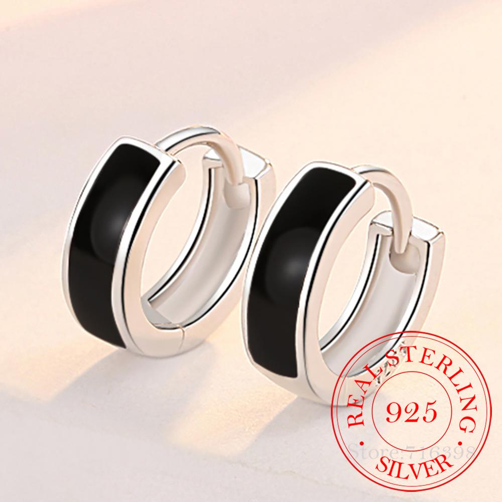 Black Round Earrings For Women 925 Sterling Silver Earrings Jewelry