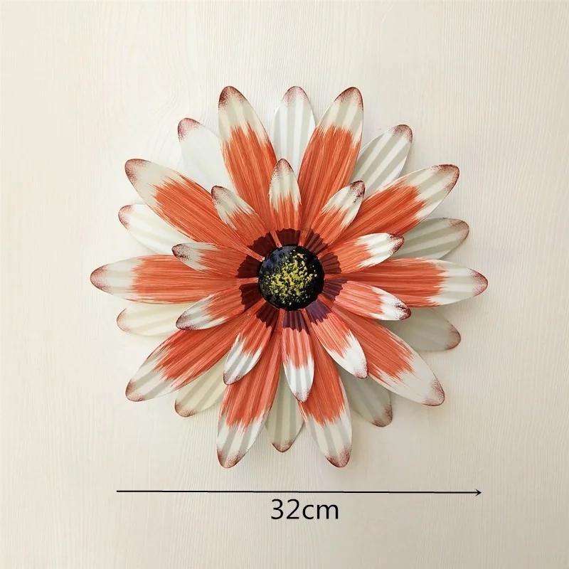 New 3D One Flower Wall Hanging Metal Daisy Wall Decoration Art Courtyard Gate Iron Gate Pendant Fence Decoration Garden Flowers