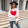 Women's Autumn and Winter Round Neck Knitted Pullover Large Size Peach Heart Sweater