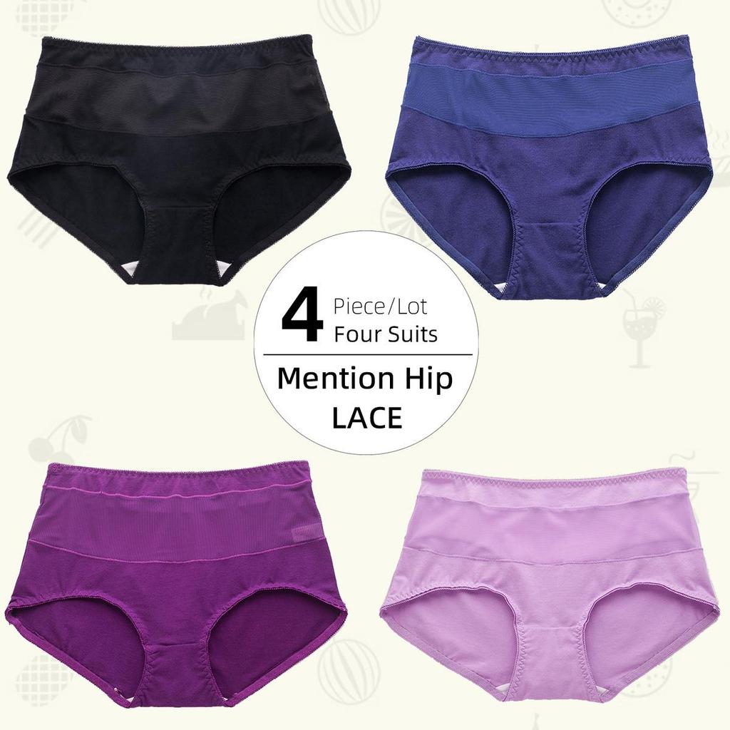 4-5Pieces/Lot Middle-High Waist Ligtweight and Breathable Sexy Semi-permeable Women Panty Lace Panties High Elasticity Comfortable Lady Underwear