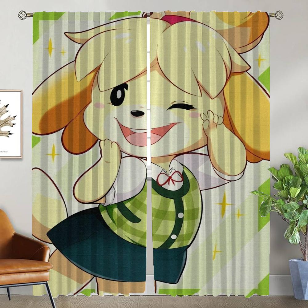 Modern Living Room Curtains for Camera Animal Crossings Halloween Decoration Home Interior Curtains 2 Pieces Shades Partition