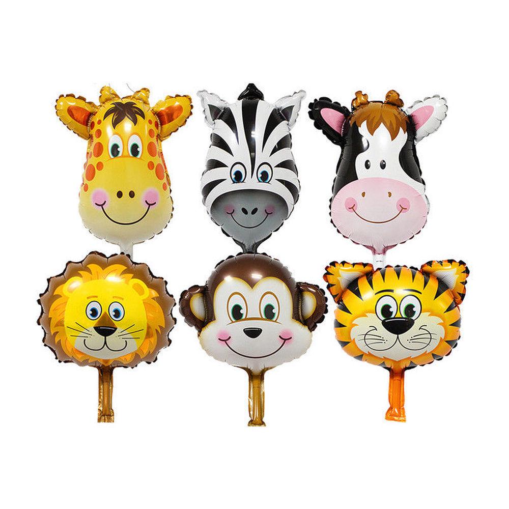 1pcs Hand Held Animal Head Balloon Lion Monkey Cow Giraffe Zebra Birthday Decoration Party Supplies