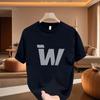 100% Pure cotton short sleeved top, casual letter printed T-shirt, round neck half sleeved top