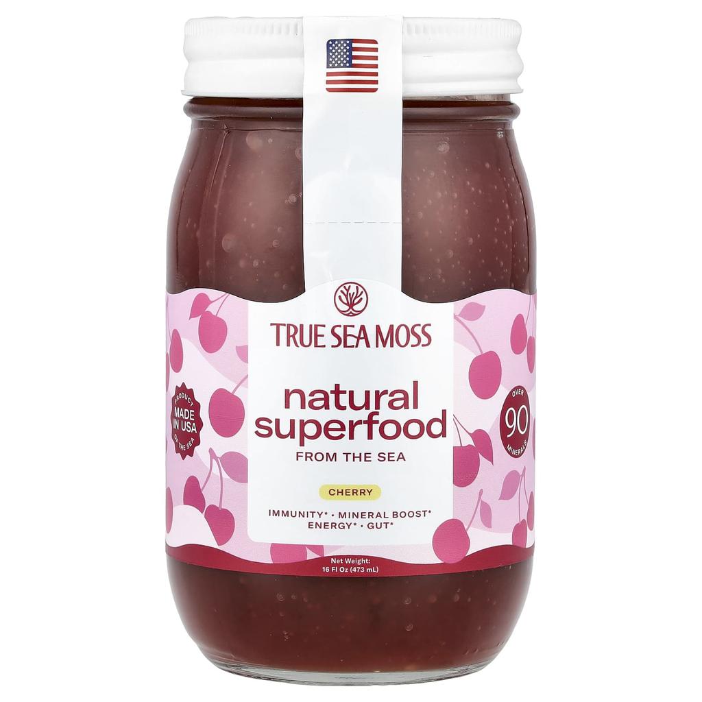 True Sea Moss Natural Superfood from the Sea, Cherry, 473ml (16 Fl Oz)