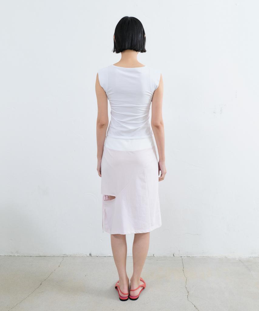 Sillot Tie-Up Slit Jersey Midi Skirt (Light Pink)