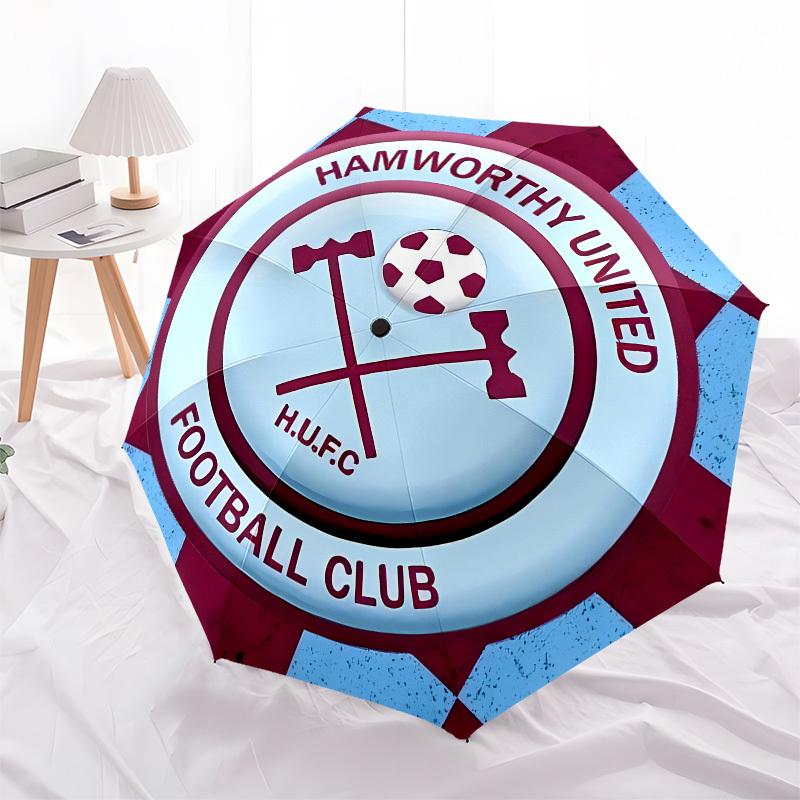 Hamworthy United, Football Club Automatic Opening and Closing, 8 rib Structure Portable Umbrella, Suitable for Men and Women in All Seasons