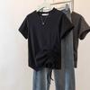 Women's Slimming Irregular Short Sleeve Drawstring T-shirt, Plus Size 2025 Summer Top