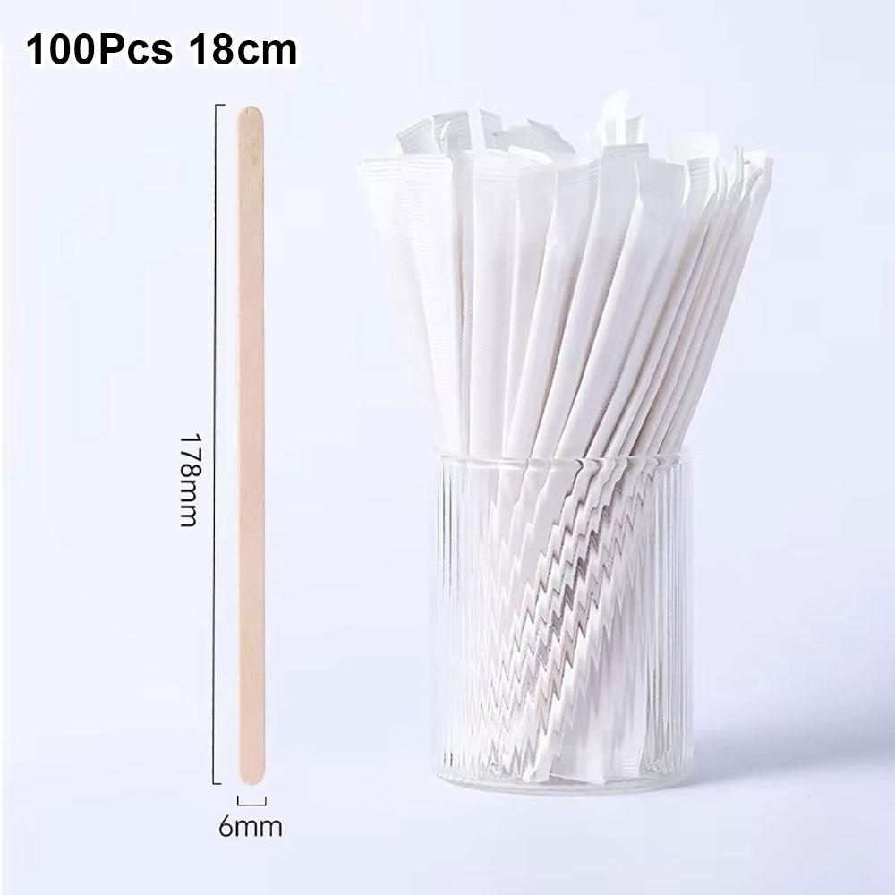 100Pcs 14/18cm Coffee Stirrer Sticks Single Package Drinking Stir Coffee Supply