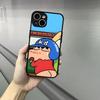 Cute C-Crayon S-Shinchan Clear Phone Case For Iphone 17 16 15 14 13 12 Pro Max Xr Air Plus Skin Feel Black Hard Shell Cover