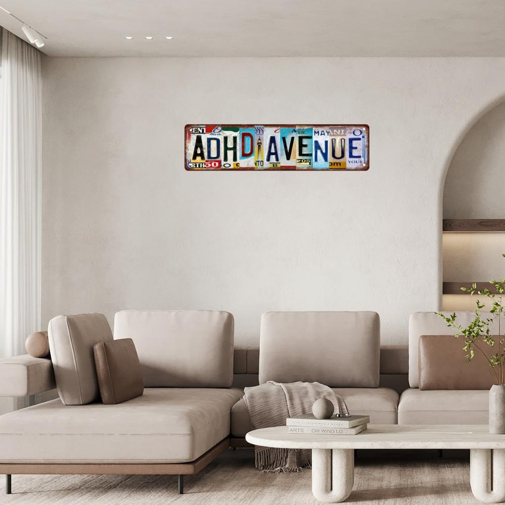One Piece ADHD Avenue Novelty Can Sign - юмористический невыступающий металлический уличный знак для дома, комнаты, стены, ванной комнаты, бара, кафе, гаража
