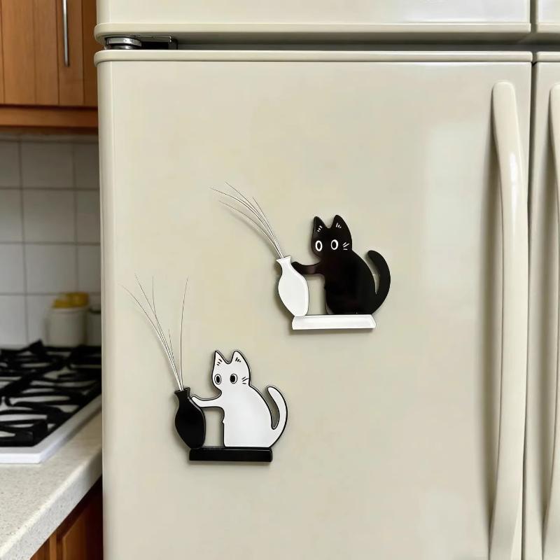 Акриловые Усы Кошки Коллекция Украшений Магнитные Мультяшные Кошки Хранение Шерсти Кошка Толкающая Ваза Декор Магнит на Холодильник
