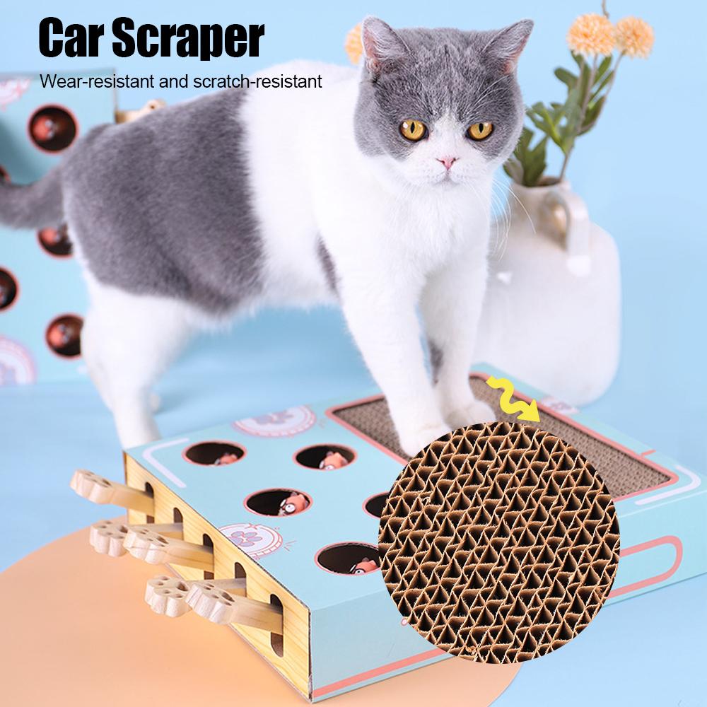 Funny Cat Stick 3 in 1 With Scratcher Cat Toy Chase Hunt Mouse Cat Game Box Maze Interactive Educational Cat Hit Gophers
