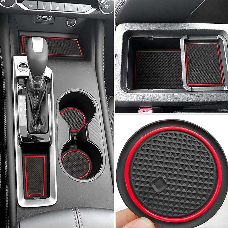 Auovo Anti Dust Mats For Altima Accessories      Interior  Fit Door Pocket Liners Cup Holder Center Console Mats(14Pcs/Set) (Red)
