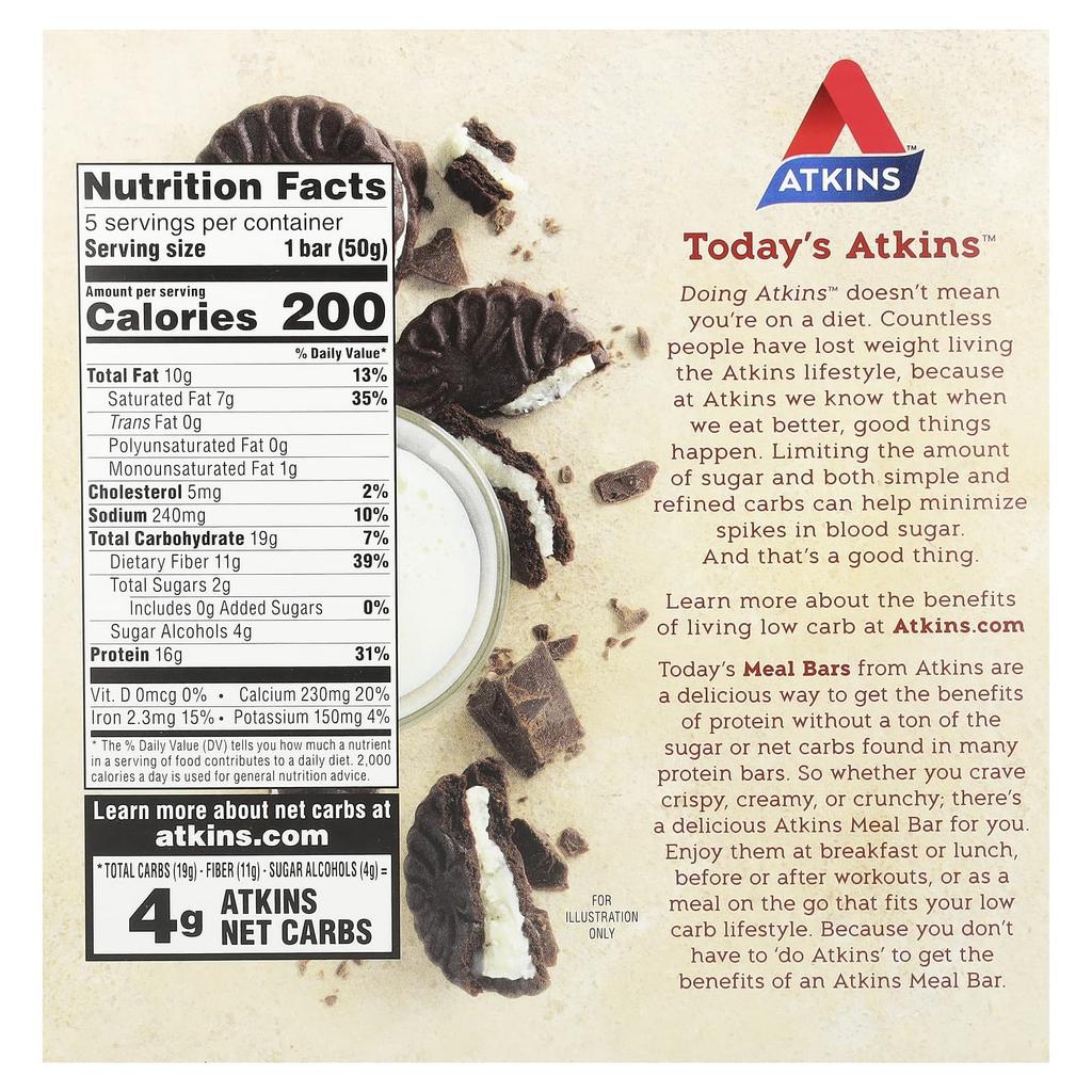 Протеиновый батончик, Сливочный печенье, 5 батончиков, 50 г (1.76 унции) Каждый