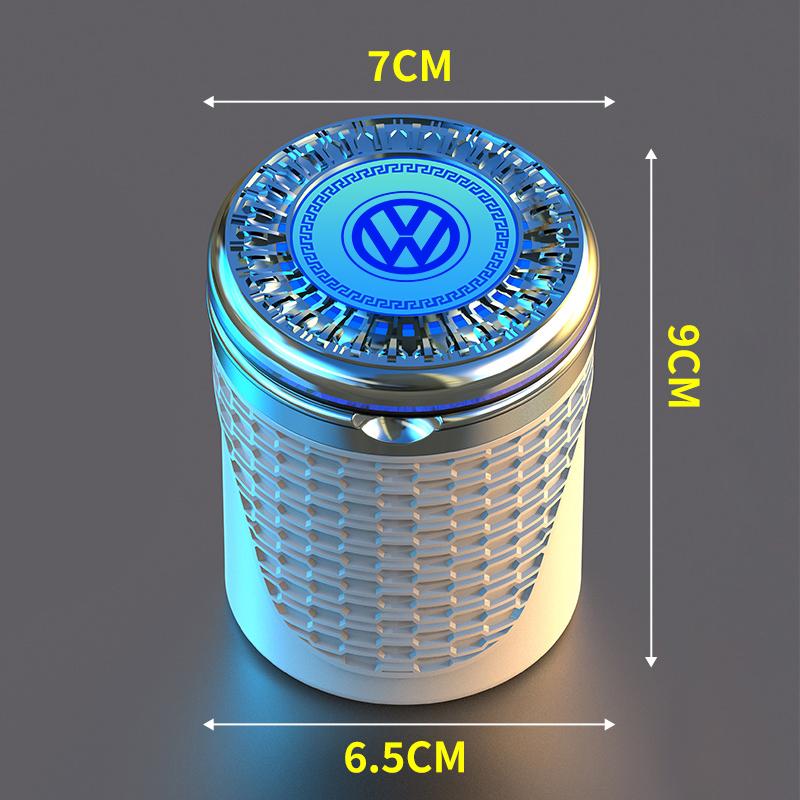 Car LED Ashtray Atmosphere Light Ashtray For VW Golf Amarok T5 Phaeton GTI ID3 Car Flame Retardant Cigarette Holder Cup keychain zh6