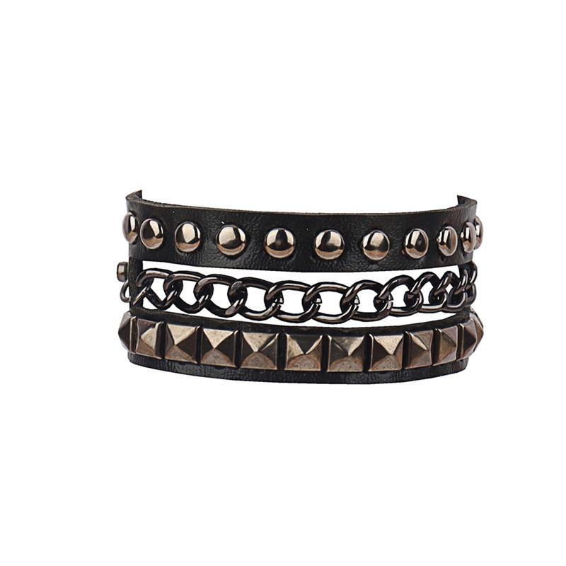 New Black Punk Spike Rivets Bracelets For Women Stud Bracelet PU Leather Charm Cuff Bracelets Cuff Bangles Jewelry Party Gift