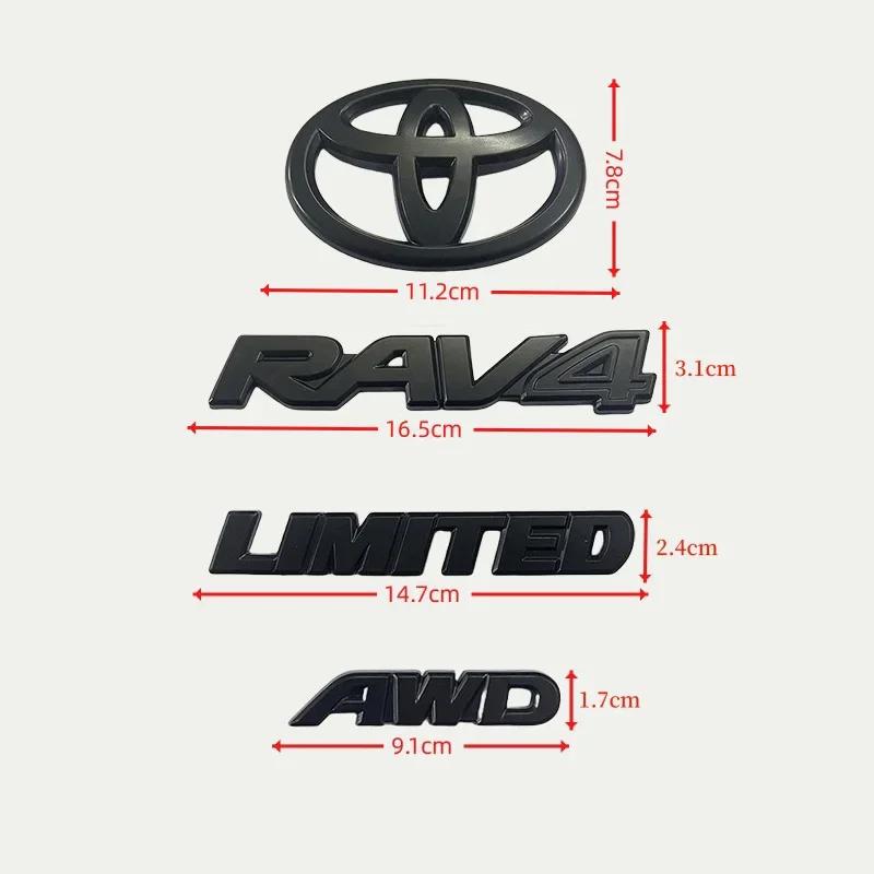 4 шт. Матовый черный АБС-НАКЛАДКА логотип Шильдик для 2019 - 2024 TOYOTA RAV4 XLE XLE LIMITED НАБОР ШИЛЬДИКОВ Наклейка на багажник Автоаксессуар