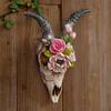 Wall Sculpture Simulation Flower Goat Skull Artwork Props 3D Animal Crafts Decor