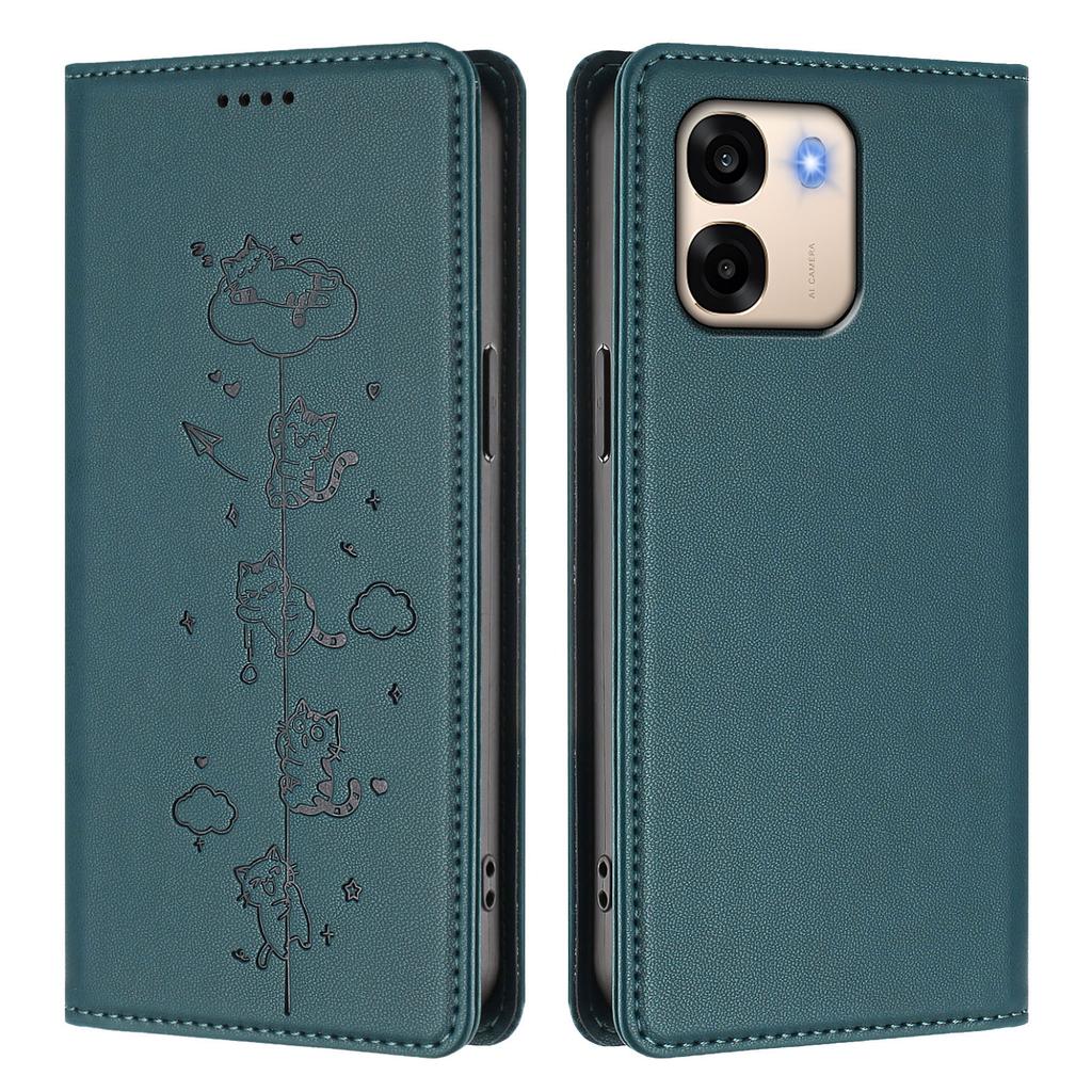 For Oppo A6x 5G/Oppo A6 5G Case RFID Blocking Wallet Stand Imprinted Cat Pattern Leather Phone Cover