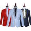 Men Stamping Drilling Standing Collar Suit Annual Meeting Host Singer Stage Performance Clothes Evening Party Dress Suit