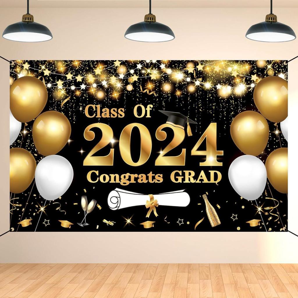 Баннер для выпускного сезона в помещении, украшение для сцены, флаг, украшение для выпускного, подвесной флаг 72 × 44 дюйма