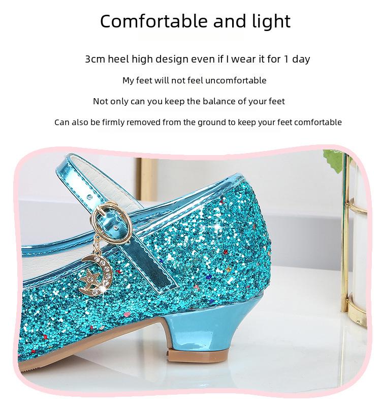 Весна 2025 г. Туфли на высоком каблуке со стразами и бантом для девочек
