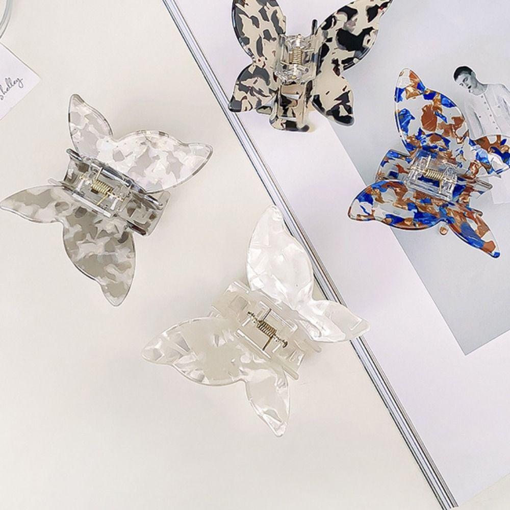 Colorful Acetate Butterfly Hair Claw Korean Style Sweet Shark Clip Retro Hair Crab Clip Lady