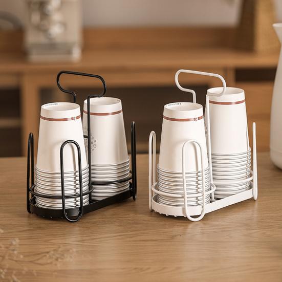 Disposable Cup Holder Paper Cup Dispenser Iron Art Durable Cup Storage Rack for Countertops Kitchen Coffee Stations Multifunctional Cup Organizer