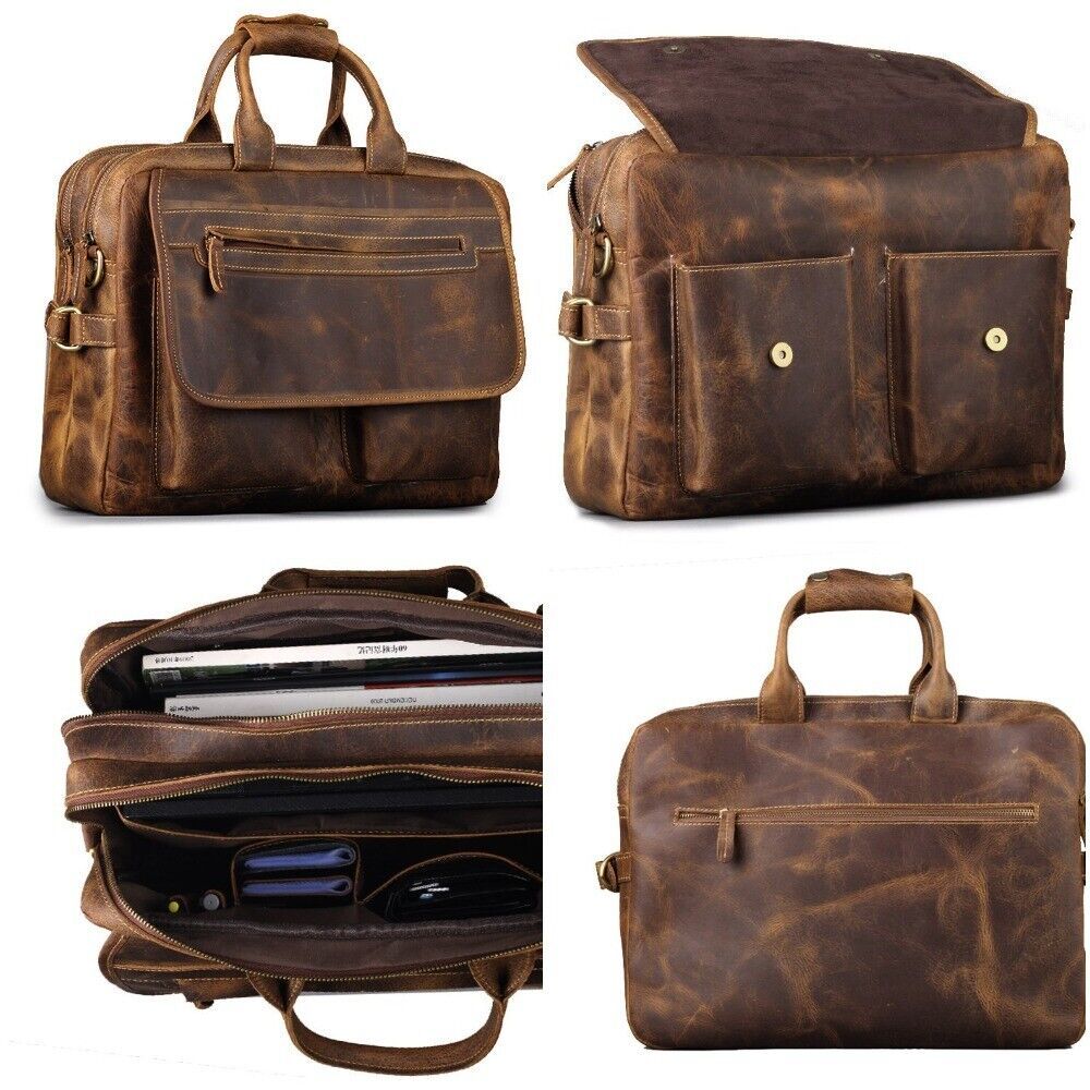 Портфель из кожи буйвола, офисная сумка-мессенджер, сумка для ноутбука, сумка на плечо, 16 дюймов