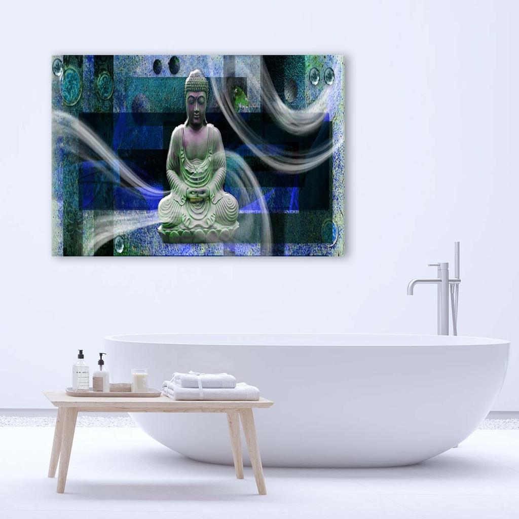 Canvas print, Buddha statue abstract blue