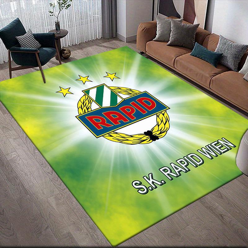 Ковер с принтом из фланели SK Rapid Wien, Декор для дивана в гостиной и спальне, Нескользящий игровой фланелевый коврик для игровой комнаты
