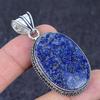 Natural Lapis Lazuli Gemstone 925 Sterling Silver Jewelry Pendant 2.17" h3e73
