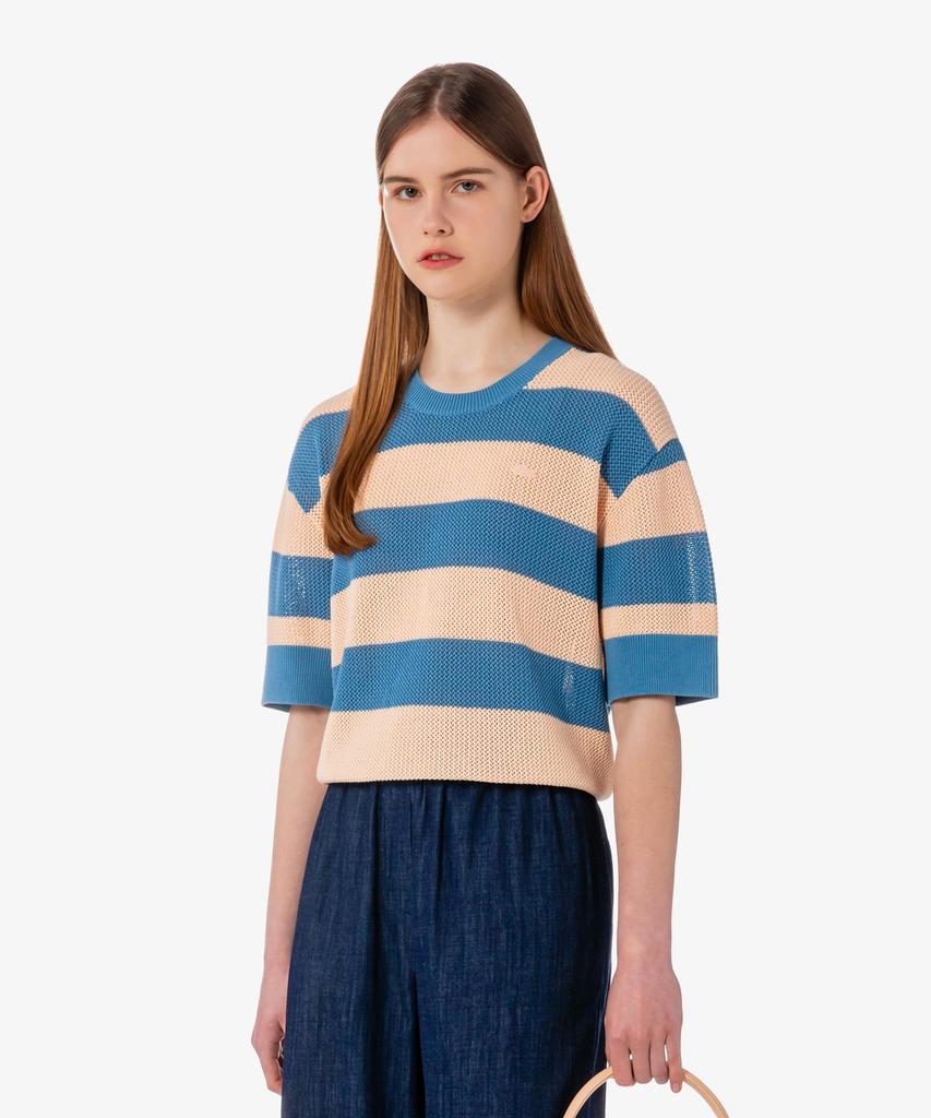 LACOSTE Женский летний полосатый джемпер с коротким рукавом Af9859-56G 4Ip
