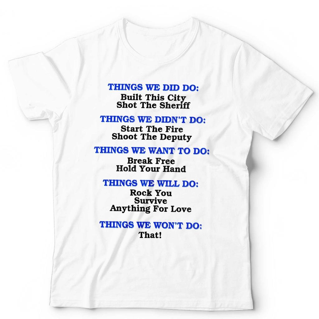 Funny Music Lyrics T Shirt Unisex Rock Pop Song Titles Music Lover Gift Graphic